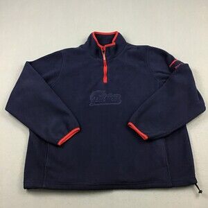 New England Patriots Fleece Jacket Men Extra Large Blue Reebok 1/4 Zp NFL XL